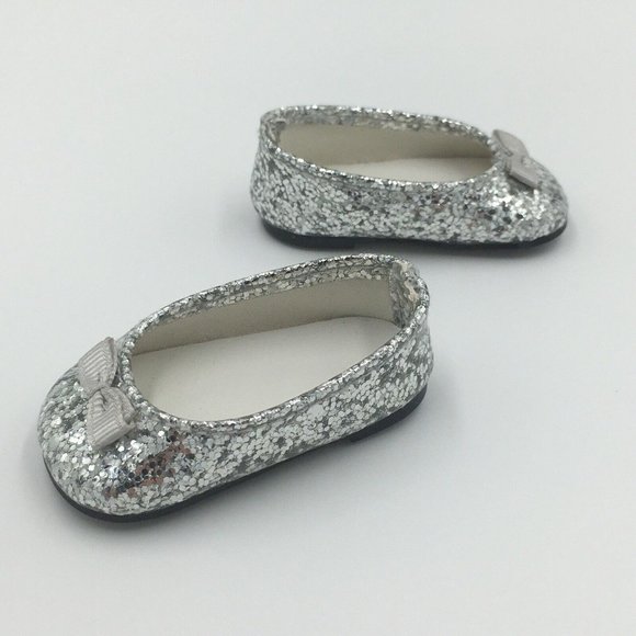 American Girl SILVER SHIMMER Sparkly Glitter SHOES (Only), 2015 Retired - Picture 5 of 5